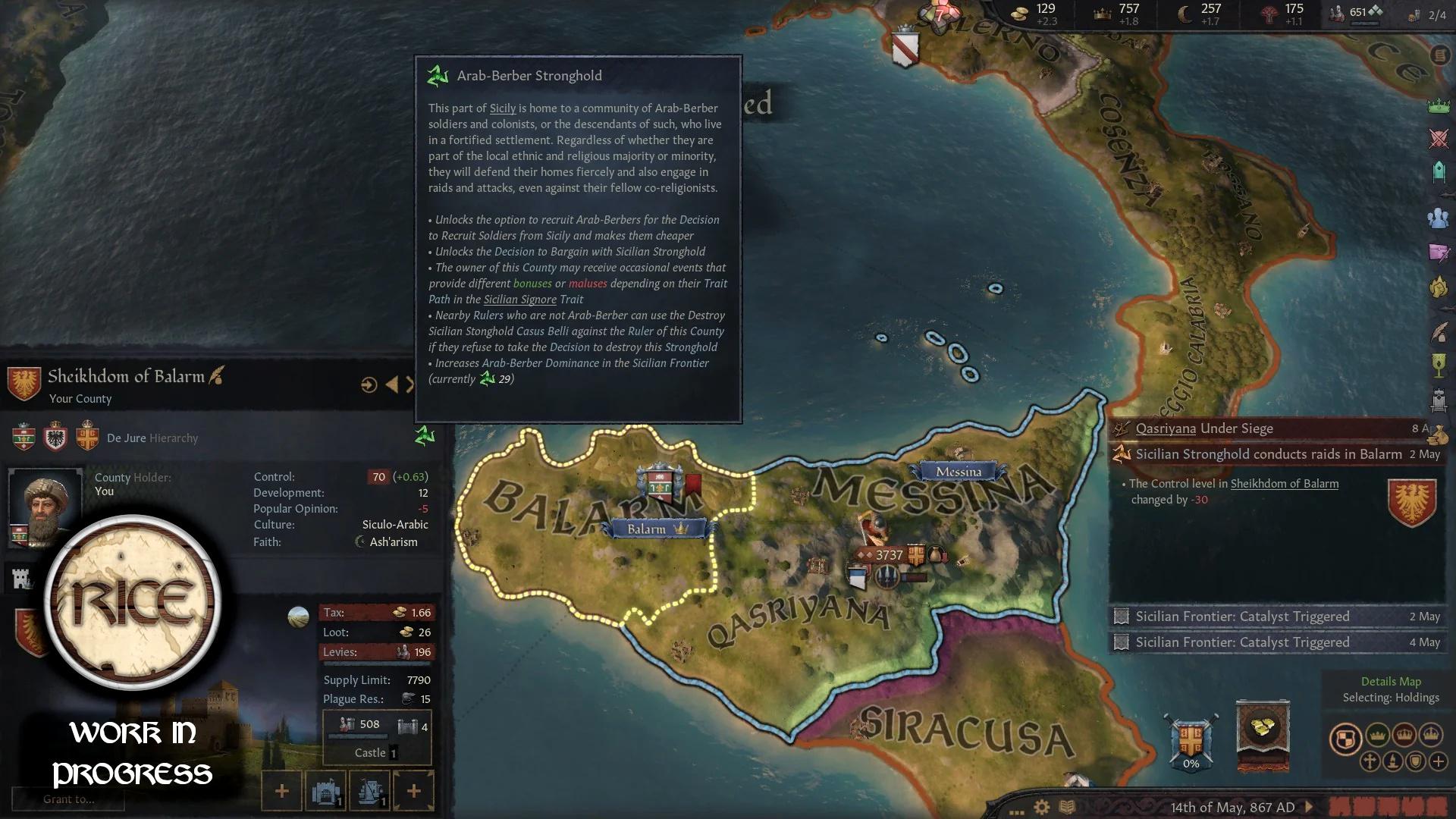 Борьба за Сицилию в грядущем наборе RICE для Crusader Kings 3. Часть 2