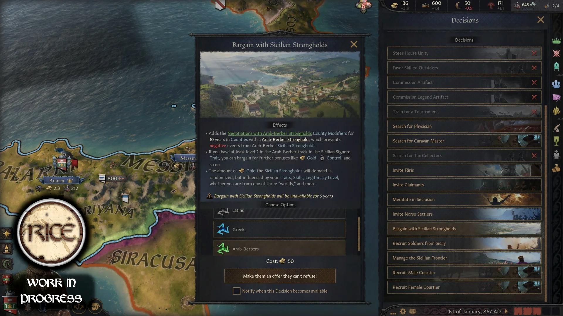 Борьба за Сицилию в грядущем наборе RICE для Crusader Kings 3. Часть 2