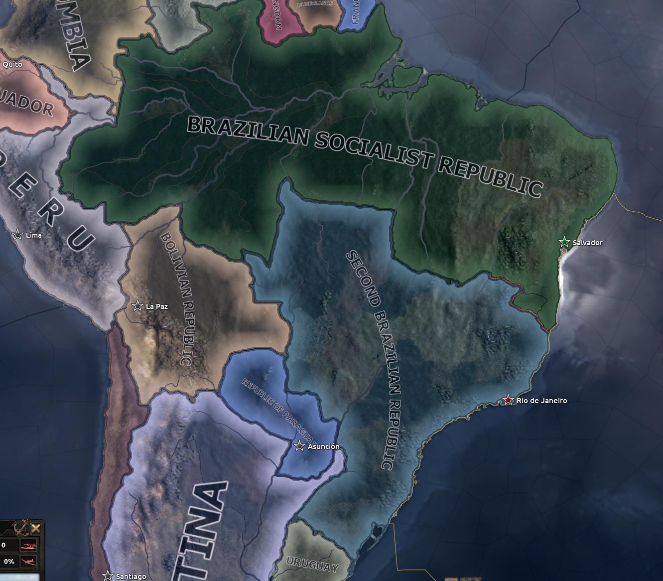 Альтернативно-историческая Бразилия в Hearts of Iron IV: Trial of Allegiance